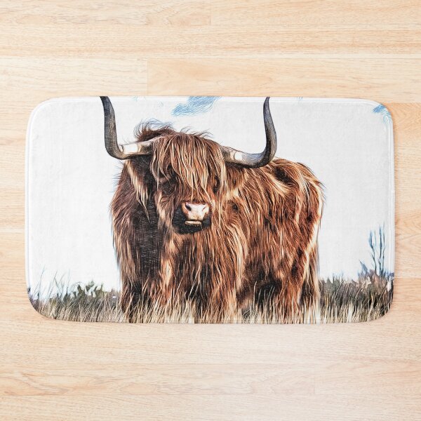 Item preview, Highland cow , Scottish Hairy Bull in field  designed and sold by Inktown.