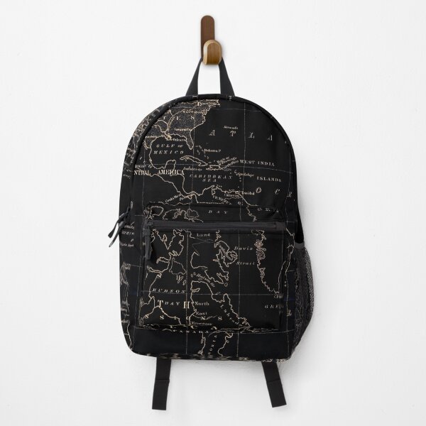 Item preview, Black and gold glowing world map. Vintage dark world map designed and sold by Long Exposure.