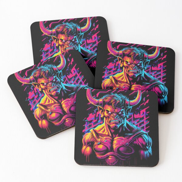 Item preview, Synthwave Retrowave Minotaur Colorful Graphic designed and sold by SpookshowDesign.