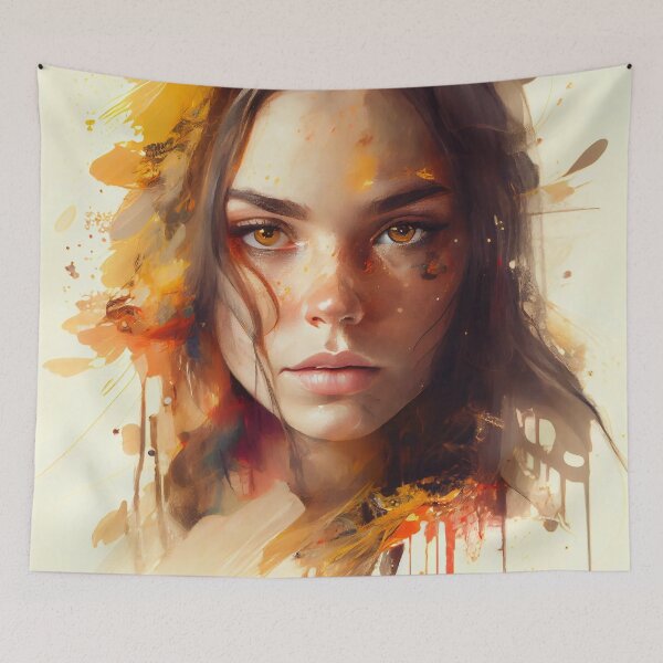 Item preview, Watercolor Wonders: A Beautiful Girl's Portrait Abstract art designed and sold by PosterManiaRo.