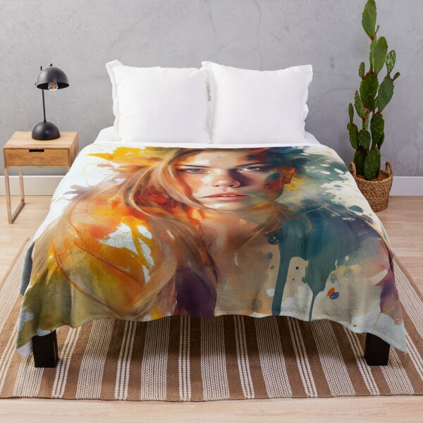Item preview, Watercolor Wonders: A Portrait of a Beautiful Girl Abstract art designed and sold by PosterManiaRo.