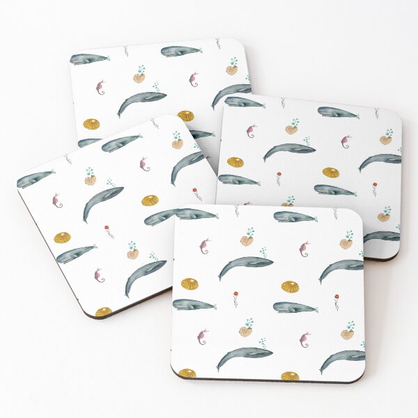 Item preview, Whale shell sea horse seamless watercolor pattern designed and sold by Yana Mustafina | Boho Soulful Designs.
