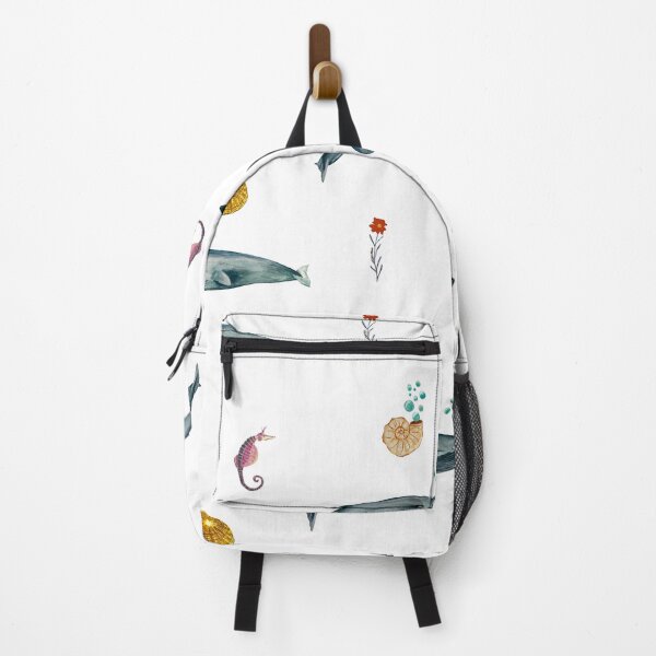 Item preview, Whale shell sea horse seamless watercolor pattern designed and sold by Yana Mustafina | Boho Soulful Designs.