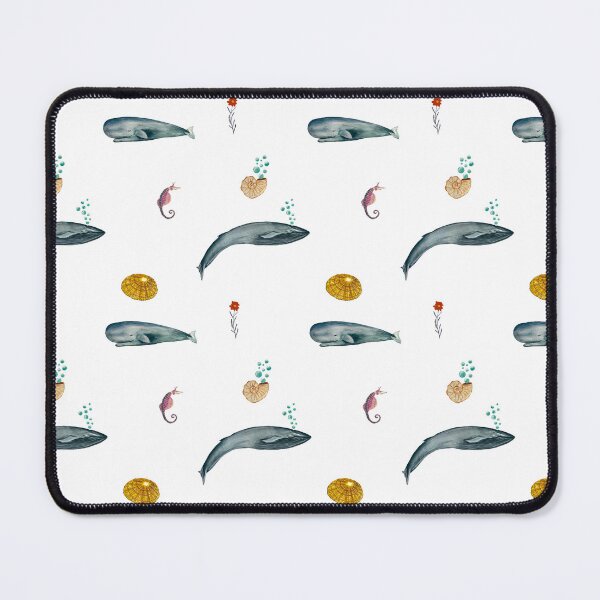 Item preview, Whale shell sea horse seamless watercolor pattern designed and sold by Yana Mustafina | Boho Soulful Designs.