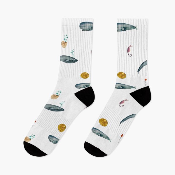 Item preview, Whale shell sea horse seamless watercolor pattern designed and sold by Yana Mustafina | Boho Soulful Designs.