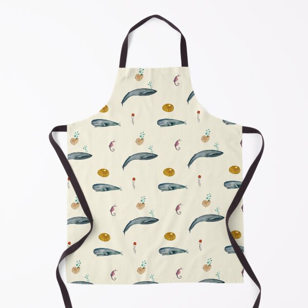 Item preview, Whale shell sea horse seamless watercolor pattern beige designed and sold by Yana Mustafina | Boho Soulful Designs.
