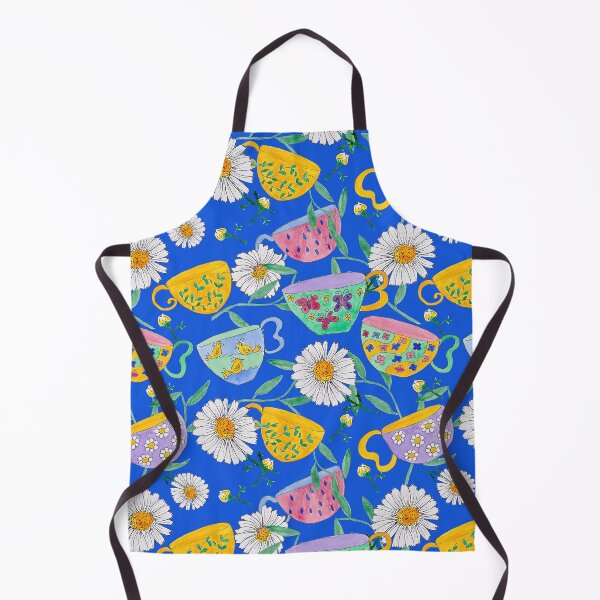 Item preview, Watercolour Teacups & Daisies Pattern on Blue designed and sold by BirdsNatureArt.