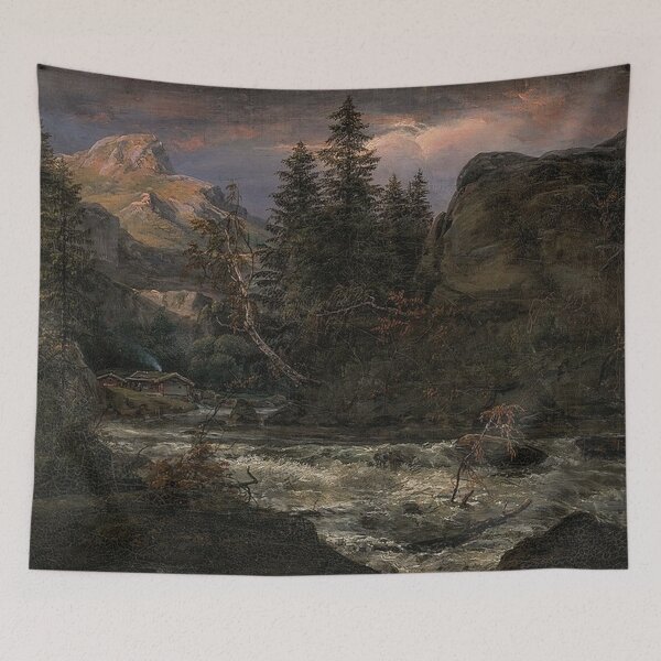 Item preview, Mountain landscape at Sunset by Johan Christian Dahl designed and sold by tomorrowsart.