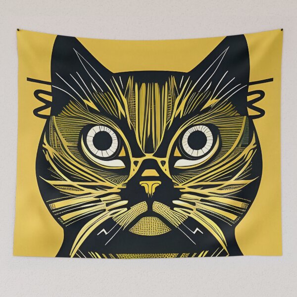 Item preview, Staring cat portrait  designed and sold by HofTao.