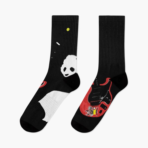 Artikelvorschau, Panda mit Gitarren | Panda mit Äxten | Banksy inspirierter Panda | Brad Gillis' 62 Red Bubba (mit Aufklebern) gegen ST-BG entworfen und verkauft von PandaWithAxes.