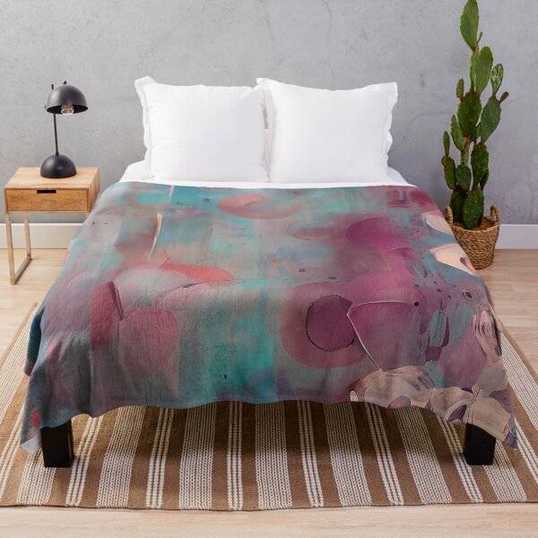 Item preview, Muted pink and blue abstract flowers designed and sold by ibelieveimages.