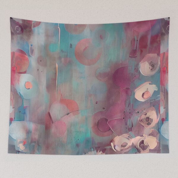 Aperçu de l'œuvre Muted pink and blue abstract flowers créée et vendue par ibelieveimages.