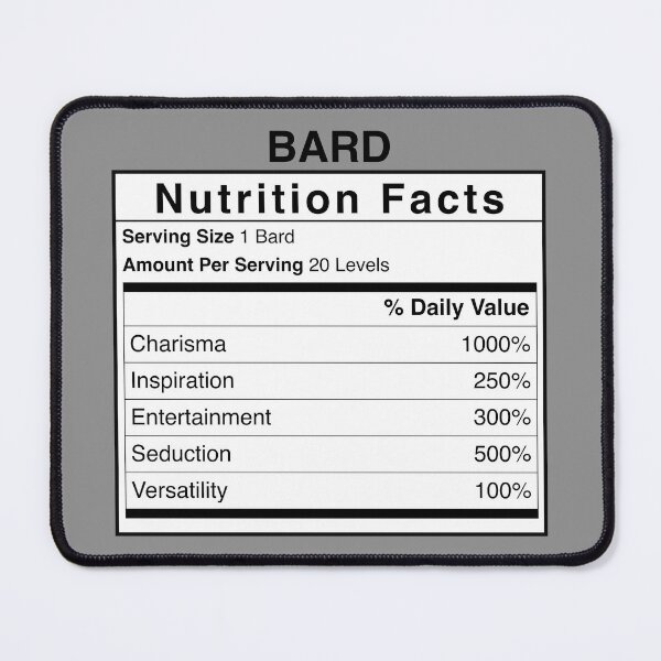 Item preview, D&D Bard Nutrition Facts designed and sold by erincrnkdesign.