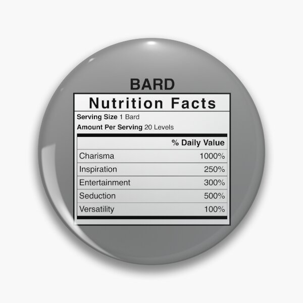 Item preview, D&D Bard Nutrition Facts designed and sold by erincrnkdesign.