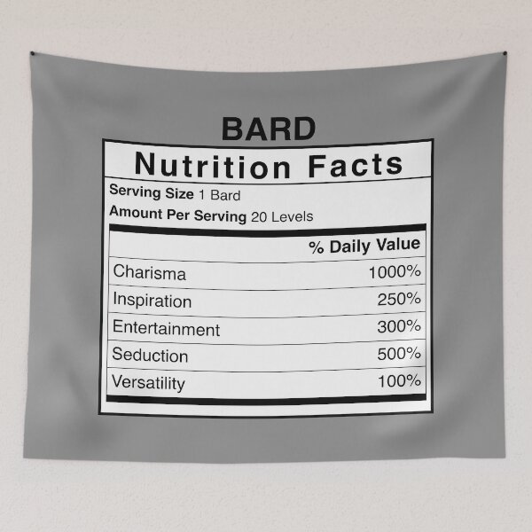 Item preview, D&D Bard Nutrition Facts designed and sold by erincrnkdesign.