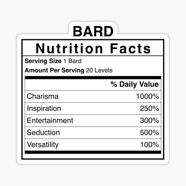 Aperçu de l'œuvre Valeur nutritive du barde D&D créée et vendue par erincrnkdesign.