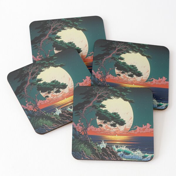Item preview, setting sun over psychedelic sea designed and sold by BISCAN.