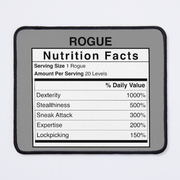 Item preview, D&D Rogue Nutrition Facts designed and sold by erincrnkdesign.