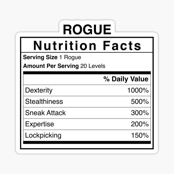 Aperçu de l'œuvre Valeur nutritive de D&D Rogue créée et vendue par erincrnkdesign.
