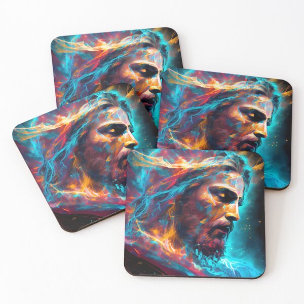 Item preview, Abstract Jesus Christ Portrait Bioluminescent AI Artwork designed and sold by GotPink.