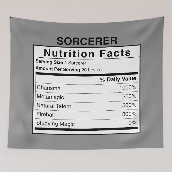 Item preview, D&D Sorcerer Nutrition Facts designed and sold by erincrnkdesign.