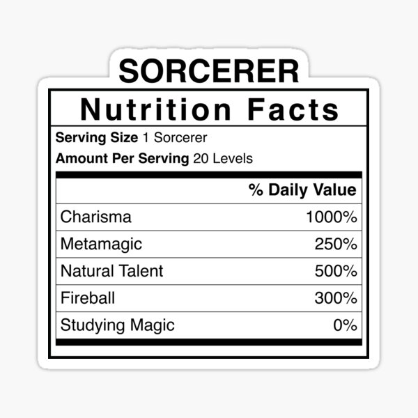 Aperçu de l'œuvre Valeur nutritive du sorcier D&D créée et vendue par erincrnkdesign.
