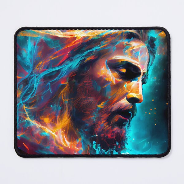 Item preview, Abstract Jesus Christ Portrait Bioluminescent AI Artwork designed and sold by GotPink.
