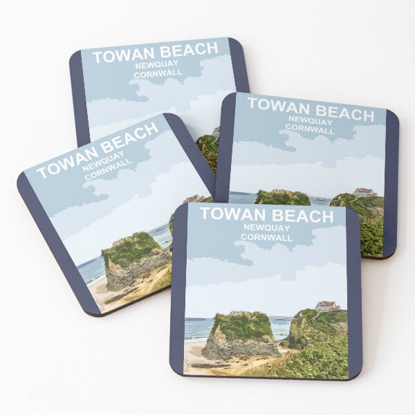 Item preview, Towan Beach Newquay Cornwall. Cornish gift. Travel poster designed and sold by BarbaraGlebska.