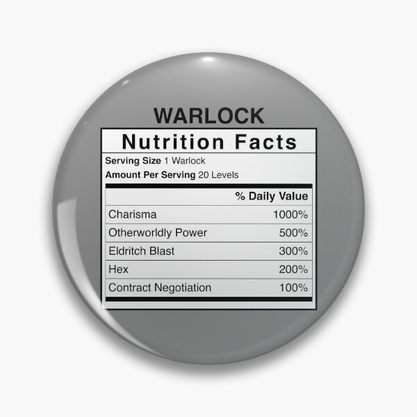 Item preview, D&D Warlock Nutrition Facts designed and sold by erincrnkdesign.