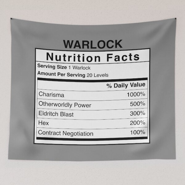 Item preview, D&D Warlock Nutrition Facts designed and sold by erincrnkdesign.