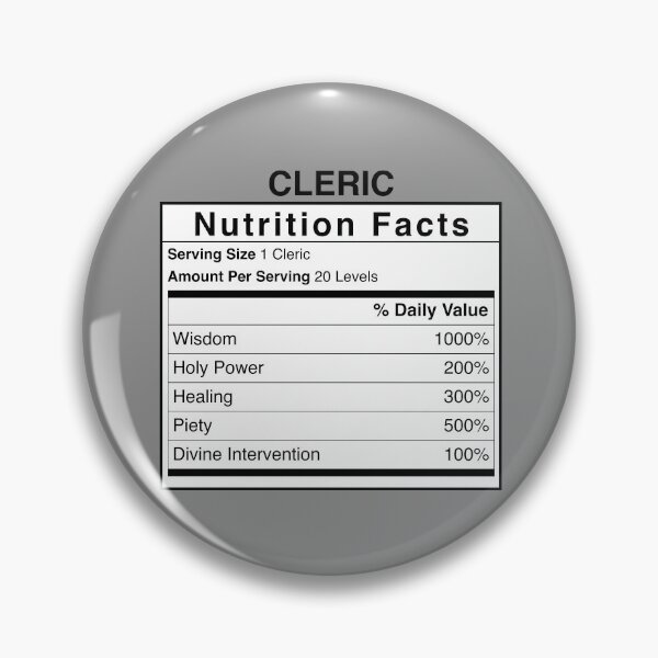 Item preview, D&D Cleric Nutrition Facts designed and sold by erincrnkdesign.