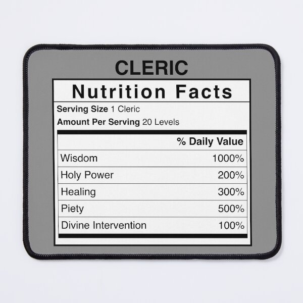 Item preview, D&D Cleric Nutrition Facts designed and sold by erincrnkdesign.