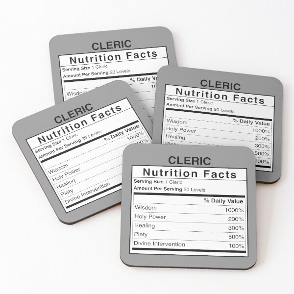 Item preview, D&D Cleric Nutrition Facts designed and sold by erincrnkdesign.