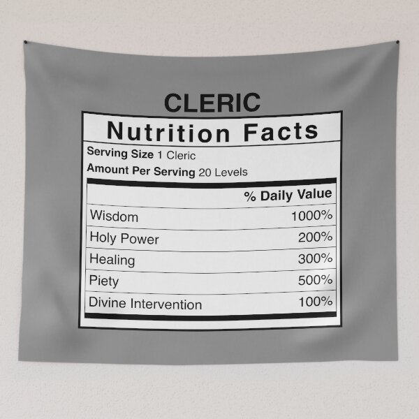 Item preview, D&D Cleric Nutrition Facts designed and sold by erincrnkdesign.