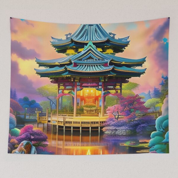 Item preview, Japanese garden pergola on a reflecting pool designed and sold by Witsprings.