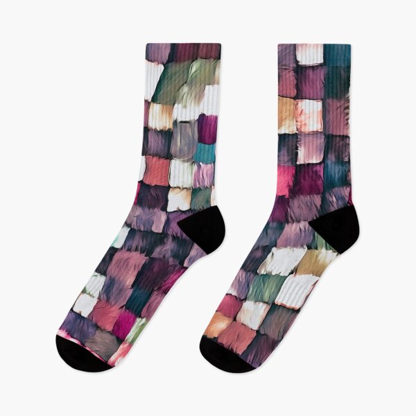 Item preview, Bright colourful pink purple abstract patchwork squares pattern designed and sold by Inktown.