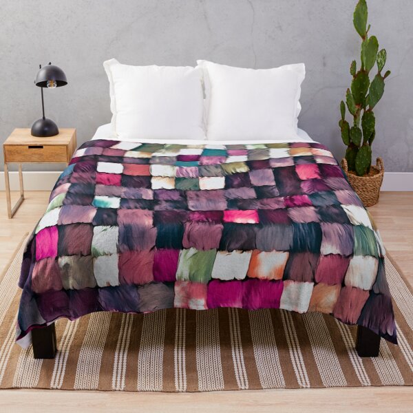 Item preview, Bright colourful pink purple abstract patchwork squares pattern designed and sold by Inktown.