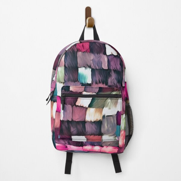Item preview, Bright colourful pink purple abstract patchwork squares pattern designed and sold by Inktown.