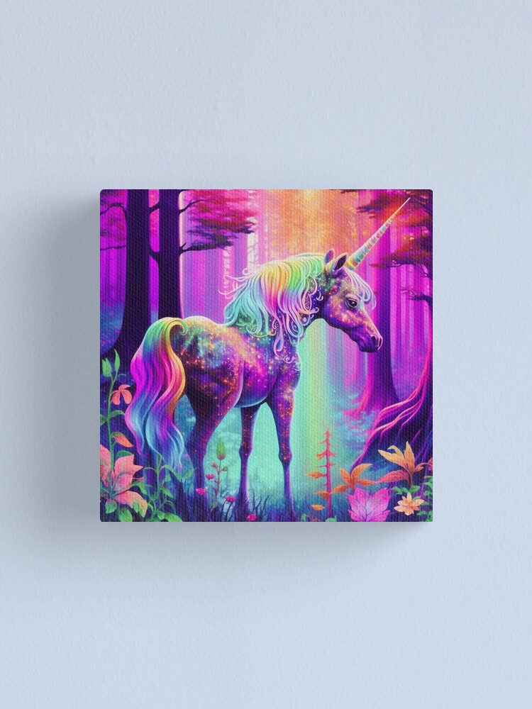 Girl and Unicorn Art Print, Original Painting on Canvas, Enchanted