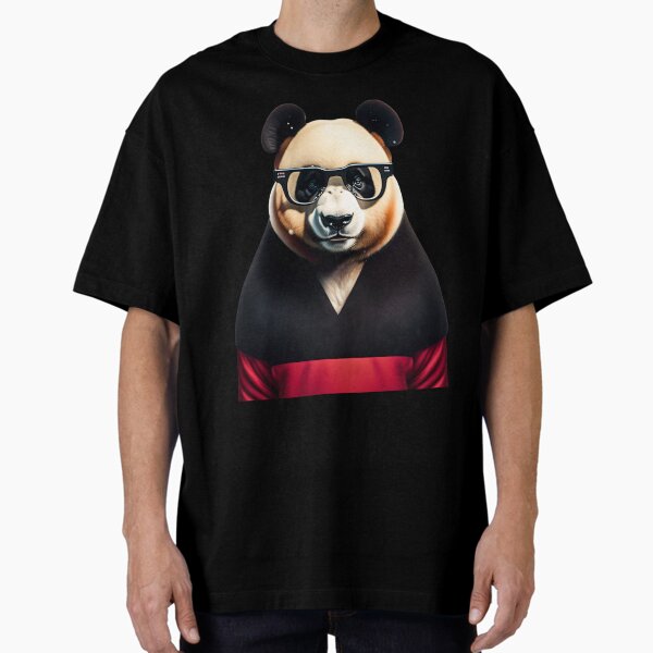 Portrait of a grumpy, moody, angry panda bear wearing glasses Oversized T-Shirt