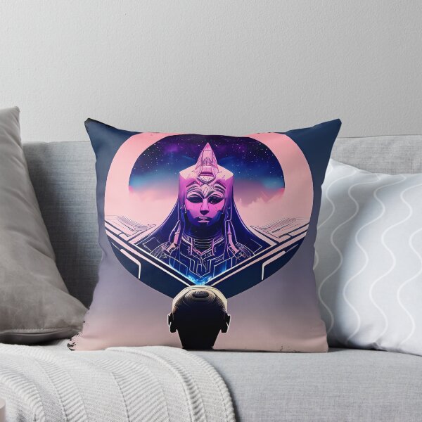 Aperçu de l'œuvre Hathor, la divinité égyptienne cyberpunk : conception d'autocollants futuristes créée et vendue par Mytho Merch.