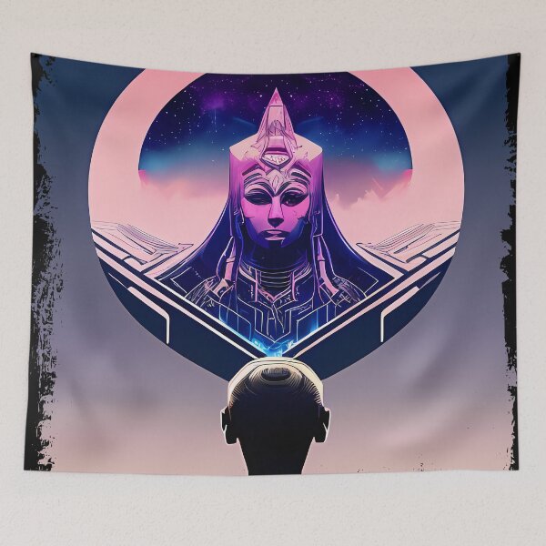 Item preview, Hathor, the Cyberpunk Egyptian Deity: Futuristic Sticker Design designed and sold by Mytho Merch.