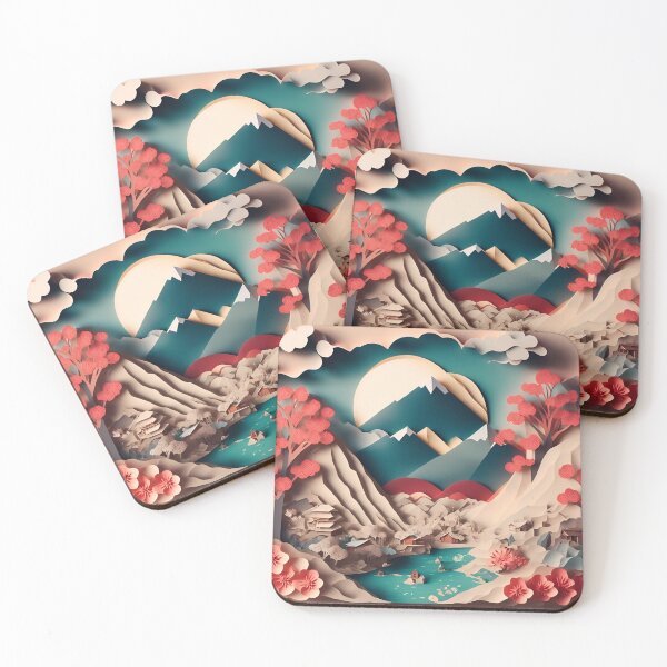 Item preview, Mountain View Village in Paper art style designed and sold by FormFinder.