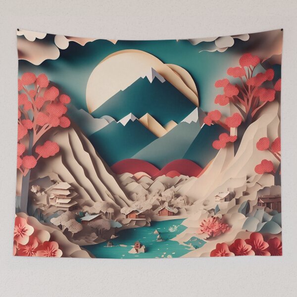 Item preview, Mountain View Village in Paper art style designed and sold by FormFinder.