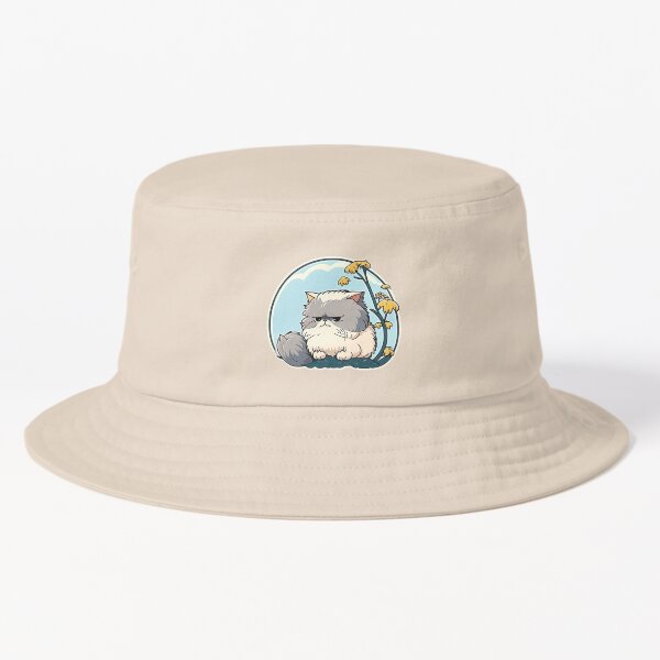 Kawaii Yellow Yippee Cat Bucket Hat