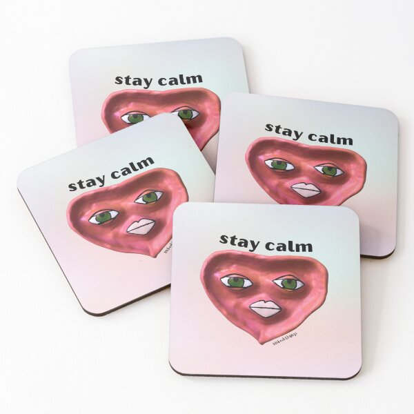 Item preview, Stay Calm Sunset Orange Heart Dude, Aesthetic Pastel | lilsboobthangs designed and sold by lilsboobthangs.