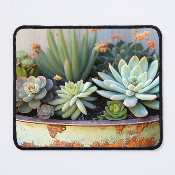 Item preview, Rustic Charm: A Vintage Wash Basin Overflowing with Lush Succulents designed and sold by ThreadofHonor.