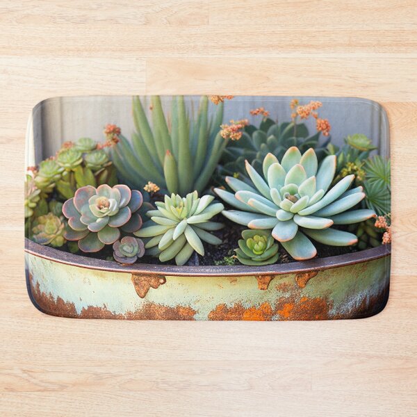 Item preview, Rustic Charm: A Vintage Wash Basin Overflowing with Lush Succulents designed and sold by ThreadofHonor.