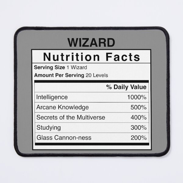 Item preview, D&D Wizard Nutrition Facts designed and sold by erincrnkdesign.