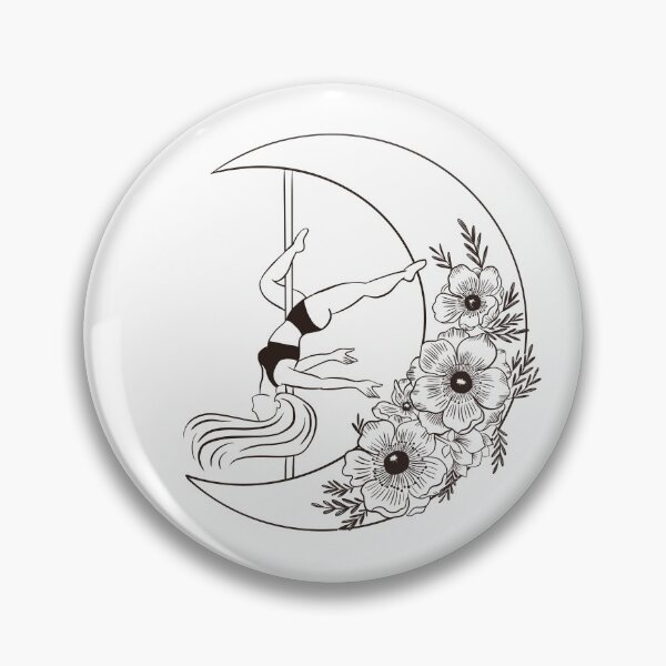 Item preview, Beautiful pole dancer on the moon decorated with flowers.  designed and sold by peonyspace.